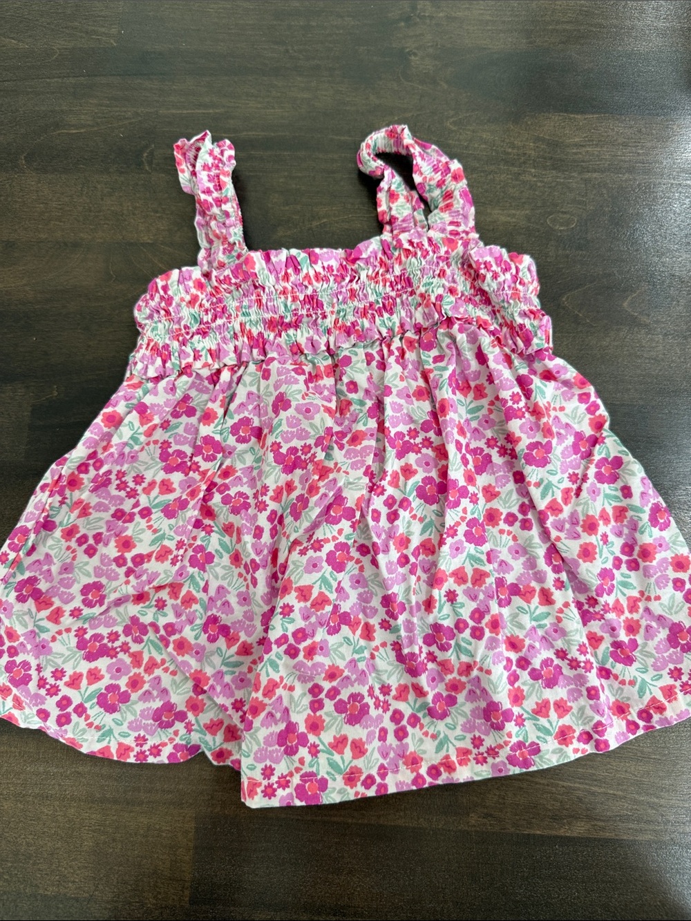 Pink Floral Smocked Top